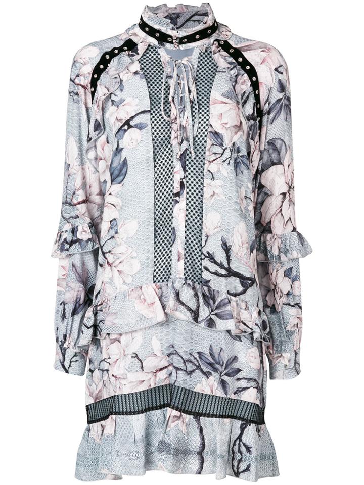 Just Cavalli Floral Snakeskin Print Dress - Grey