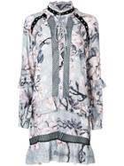 Just Cavalli Floral Snakeskin Print Dress - Grey
