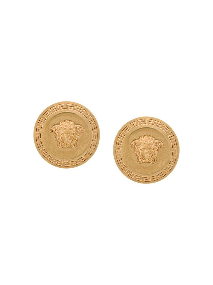 Versace Embossed Medusa Earrings - Metallic