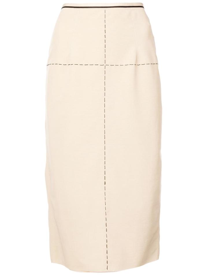 Vera Wang Stitching Details Skirt - Brown