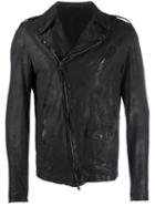 Salvatore Santoro Shoulder Epaulets Leather Jacket - Black