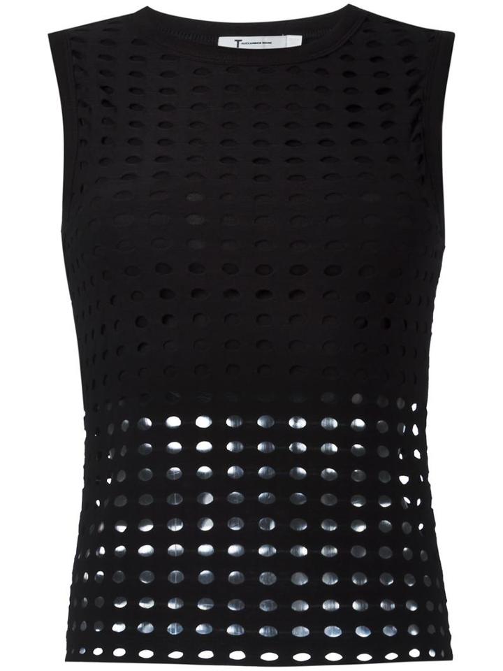 T By Alexander Wang Circular Hole Top, Women's, Size: Small, Black, Polyester/rayon/spandex/elastane