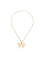 Chanel Pre-owned 2003 Stone Embellished Bow Necklace - Gold
