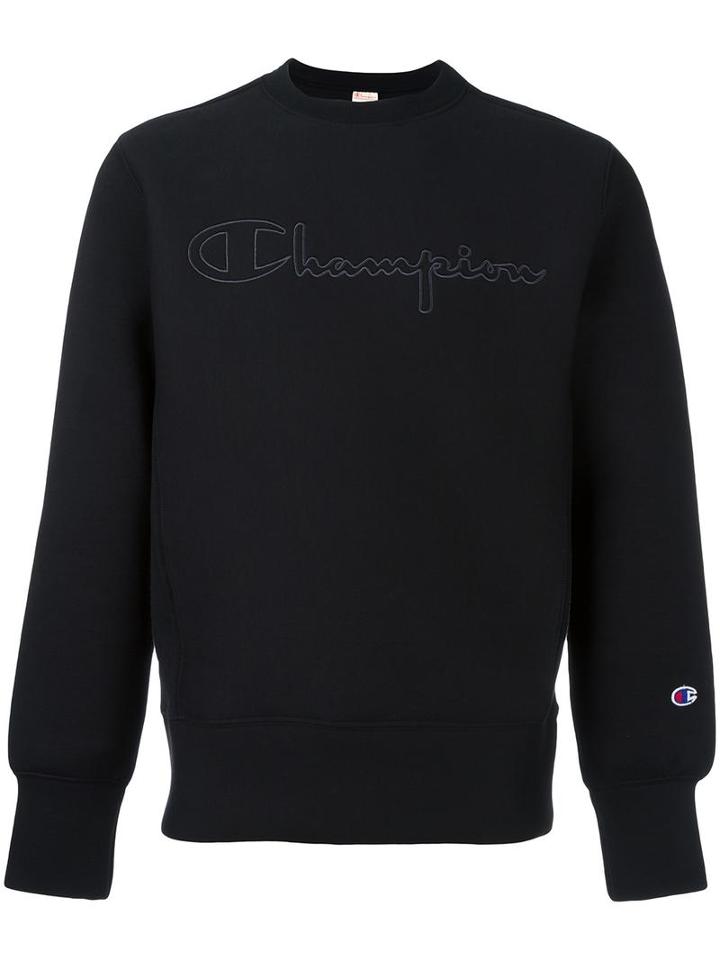Champion Logo Print Sweatshirt, Men's, Size: Large, Black, Cotton/polyester/spandex/elastane
