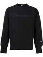 Champion Logo Print Sweatshirt, Men's, Size: Large, Black, Cotton/polyester/spandex/elastane