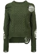 Nsf Distressed Knitted Sweater - Green