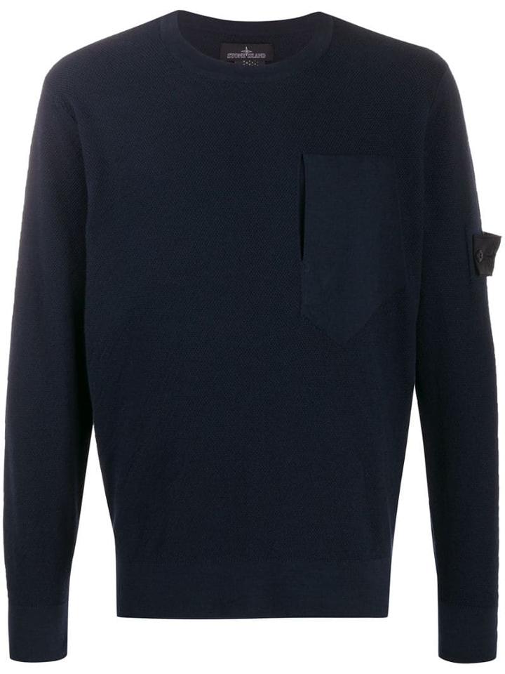 Stone Island Shadow Project Lightweight Logo Patch Sweatshirt - Blue