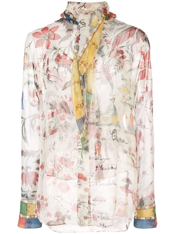 Oscar De La Renta Chinese Print Shirt - Neutrals