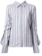Monse Buttoned Sleeve Striped Shirt - Grey