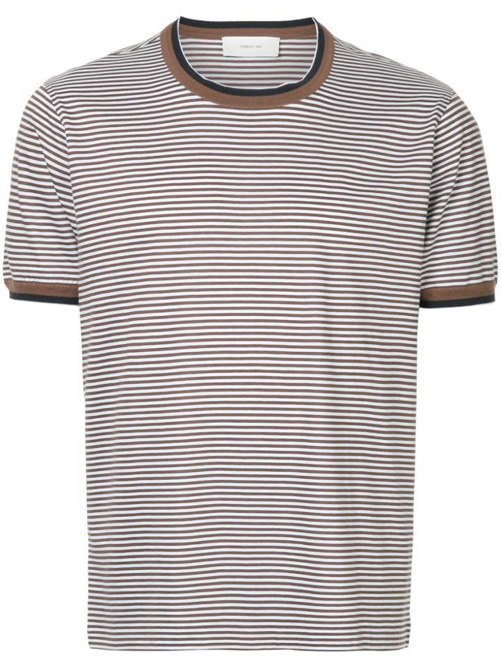 Cerruti 1881 Striped Contrast-trim T-shirt - Brown