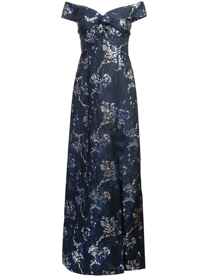 Aidan Mattox Twist Detail Jacquard Maxi Dress - Blue