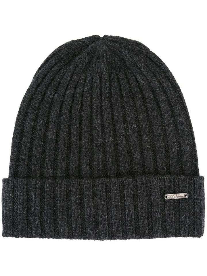 Woolrich Ribbed Beanie, Men's, Size: Medium, Black, Cashmere