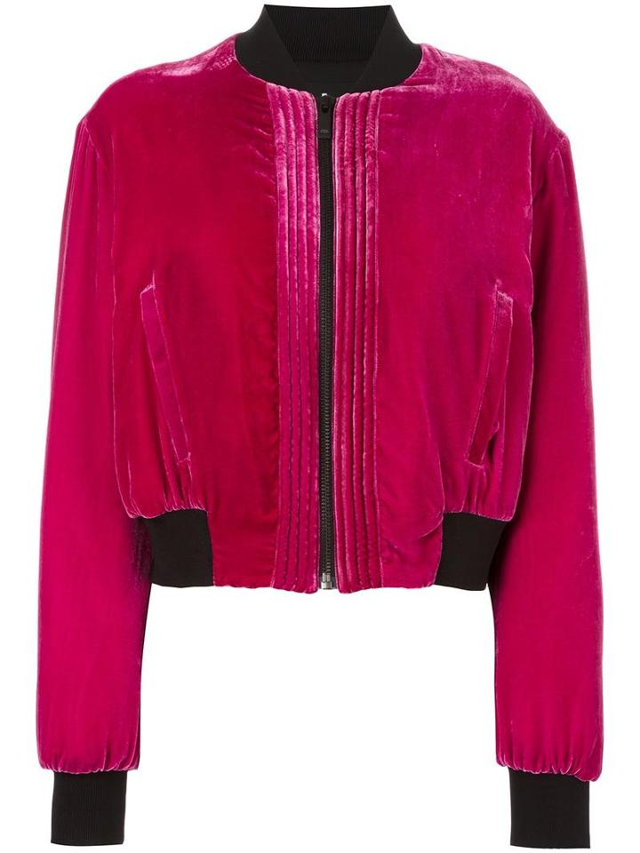 Marcelo Burlon County Of Milan 'torrisimo' Velvet Bomber Jacket, Women's, Size: Small, Pink/purple, Viscose/silk/polyester