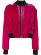 Marcelo Burlon County Of Milan 'torrisimo' Velvet Bomber Jacket, Women's, Size: Small, Pink/purple, Viscose/silk/polyester