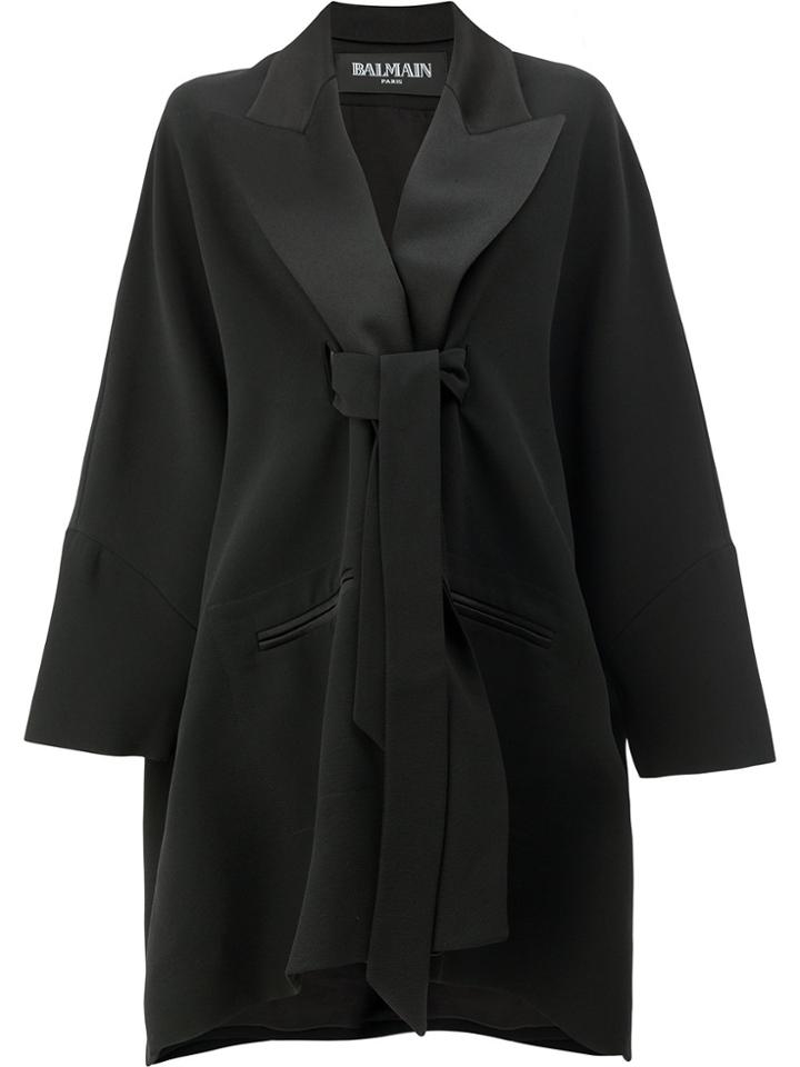 Balmain Tie Waist Coat - Black