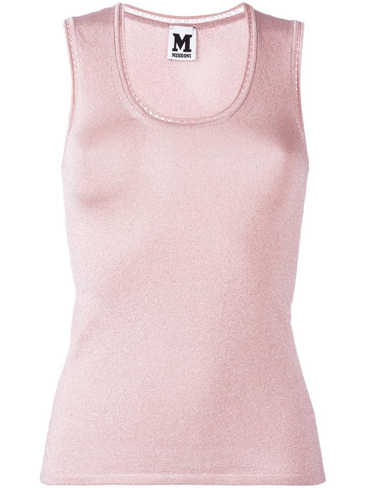 M Missoni Fine-knit Tank Top, Women's, Size: 38, Pink/purple, Polyamide/metallized Polyester/spandex/elastane