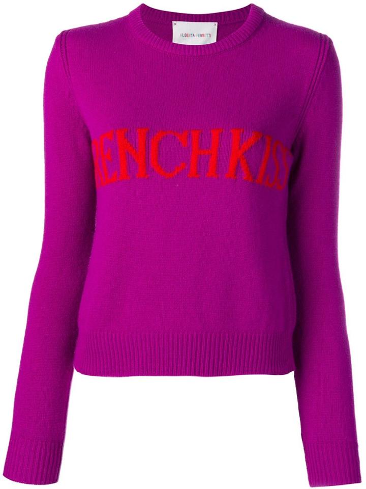 Alberta Ferretti 'french Kiss' Slogan Jumper - Purple