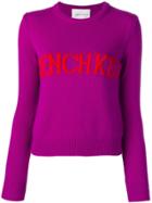 Alberta Ferretti 'french Kiss' Slogan Jumper - Purple