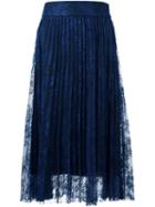 Philosophy Di Lorenzo Serafini Pleated Lace Skirt, Women's, Size: 42, Blue, Polyamide
