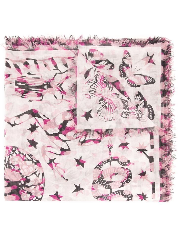 Alexander Mcqueen - Swallow Dream Scarf - Women - Silk/modal - One Size, Women's, Pink/purple, Silk/modal