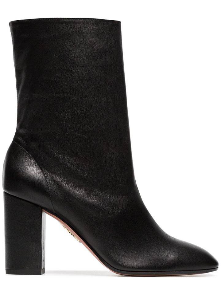 Aquazzura Black 'boogie 85' Scrunch Leather Boot