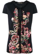 Roberto Cavalli Tassel Printed T-shirt, Women's, Size: 42, Black, Viscose/cupro