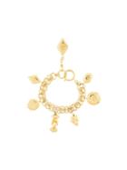 Chanel Pre-owned Cc Logos Medallion Gold Chain Bracelet