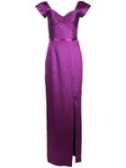 Marchesa Notte Satin Gown - Purple