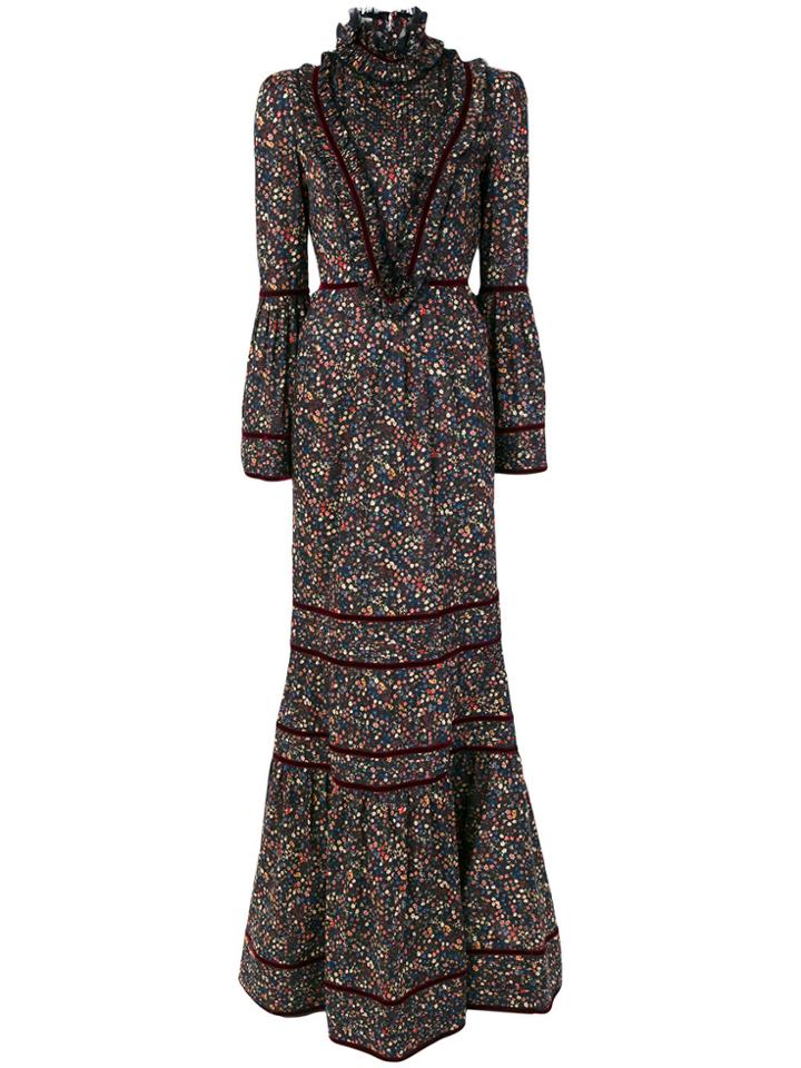 Dsquared2 High Neck Floral Flared Dress - Multicolour