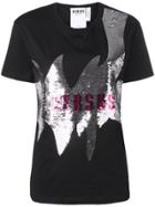 Versus Logo Print Sequin T-shirt - Black