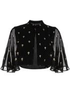 De La Vali Embroidered Bolero Cape Jacket - Black
