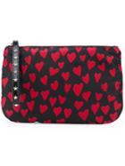 Red Valentino - Heart Print Zipped Clutch - Women - Polyester/polyurethane/metal (other) - One Size, Black, Polyester/polyurethane/metal (other)