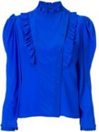Anna October Magenta Ruffle-trimmed Blouse - Blue