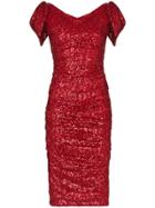 Dolce & Gabbana Ruched Sequinned Midi Dress - Red