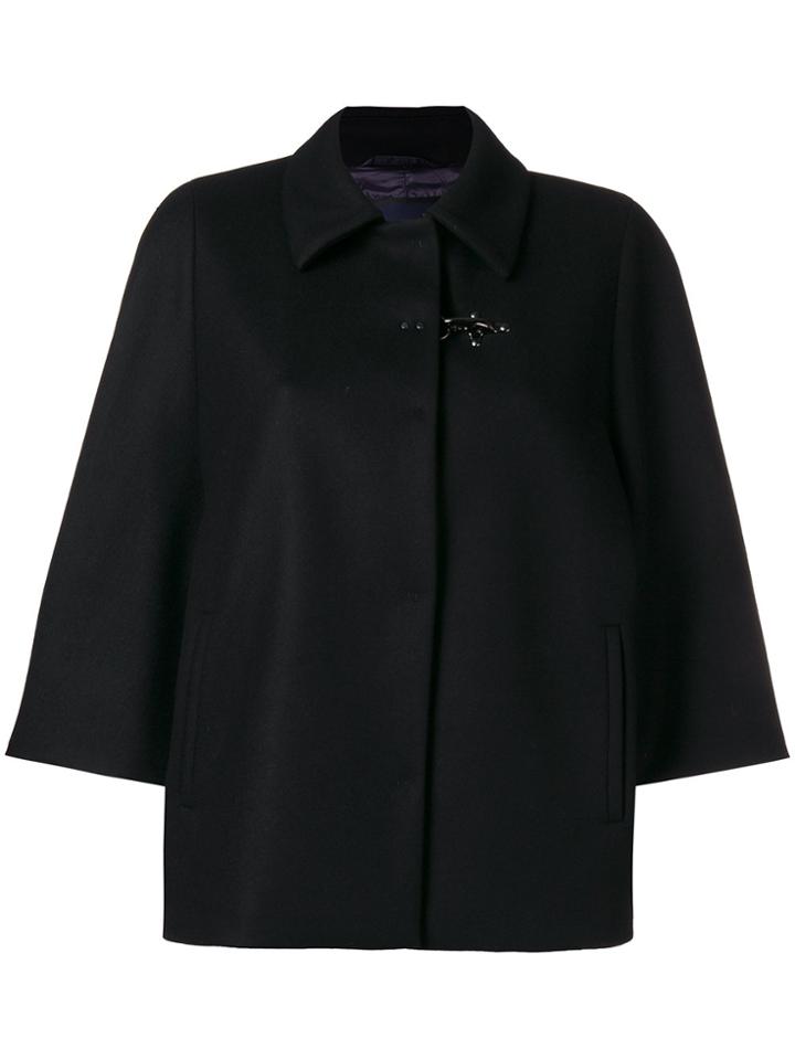 Fay Cropped Sleeve Coat - Black