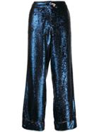 In The Mood For Love Loren Sequin Wide Trousers - Blue