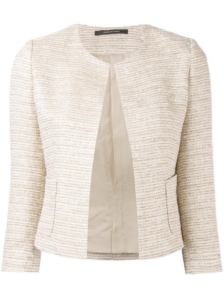 Tagliatore Fitted Tweed Jacket - Nude & Neutrals