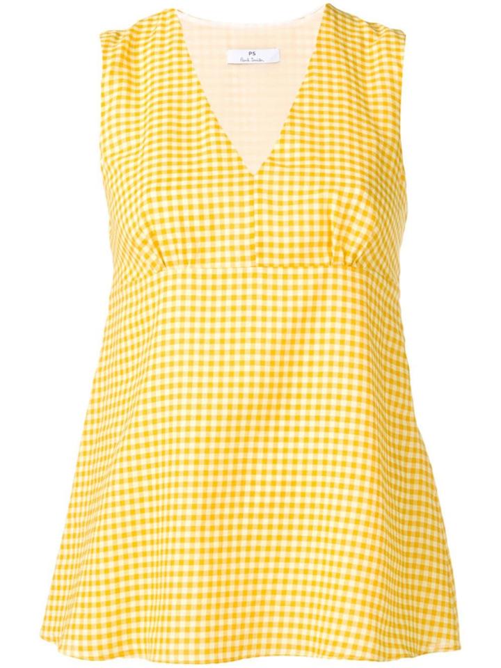Ps Paul Smith Gingham V-neck Top - Yellow