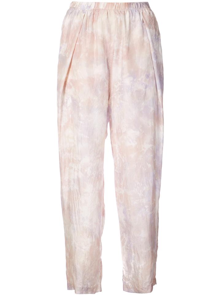 Raquel Allegra Pleated Cropped Trousers - Pink & Purple