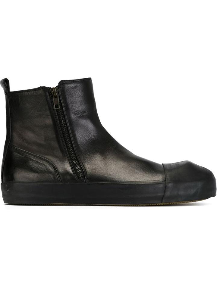 Ann Demeulemeester Side Zip Ankle Boots, Men's, Size: 45, Black, Leather/rubber