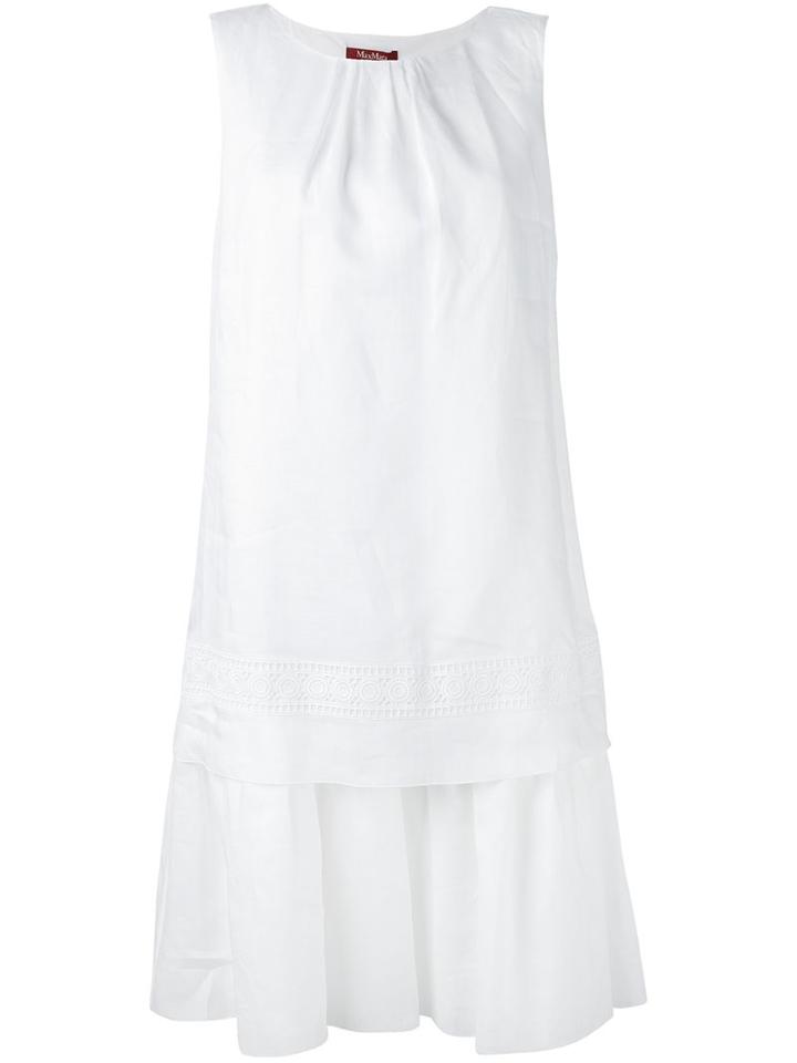 Max Mara Studio - 'gaia' Drop Hem Dress - Women - Cotton/ramie - 40, White, Cotton/ramie