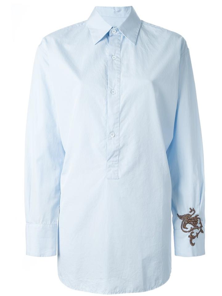 Barena Embroidered Shirt, Women's, Size: 42, Blue, Cotton