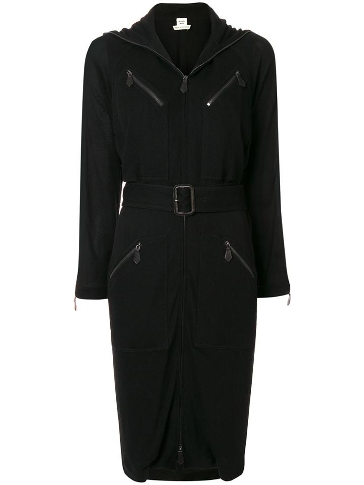 Hermès Pre-owned Belted Shirt Dress - Black