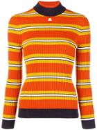 Courrèges Striped Fitted Sweater - Orange