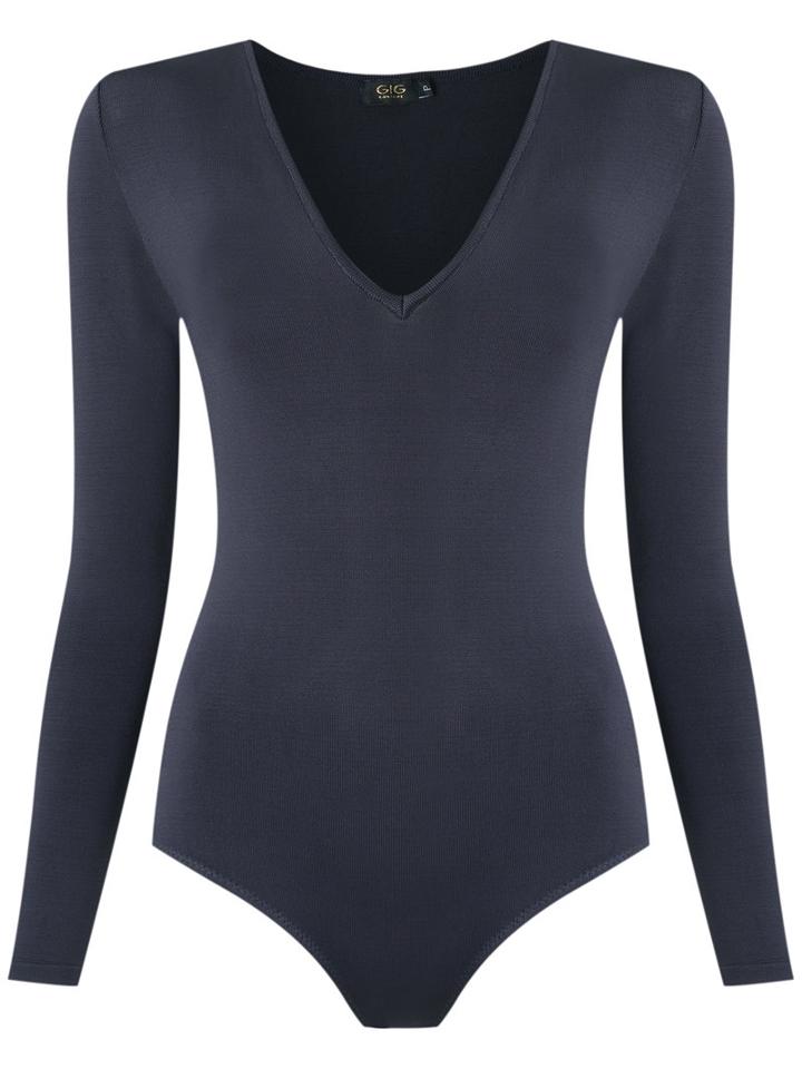Gig - V Neck Knit Blouse - Women - Viscose - M, Women's, Black, Viscose