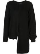 Y's Ribbed Panelled Asymmetric Jumper - Black