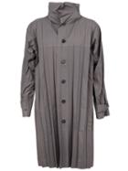 Homme Plissé Issey Miyake Pleated Coat, Men's, Grey, Polyester