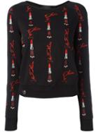 Philipp Plein Lipstick Embroidered Sweatshirt, Women's, Size: Small, Black, Cotton/spandex/elastane/polyester