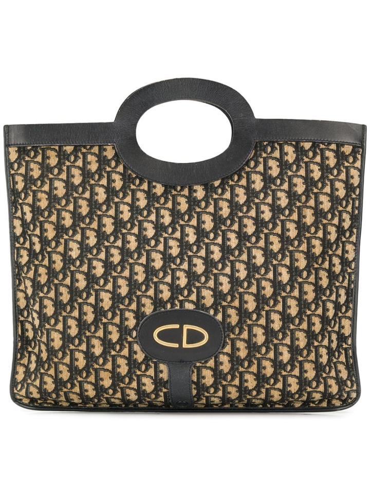 Christian Dior Vintage Logo Jacquard Tote Bag - Neutrals