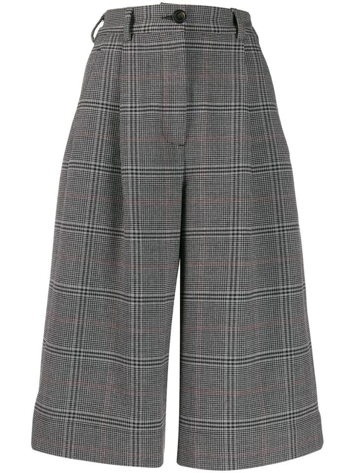 Essentiel Antwerp Tarifa Glen-plaid Shorts - Grey
